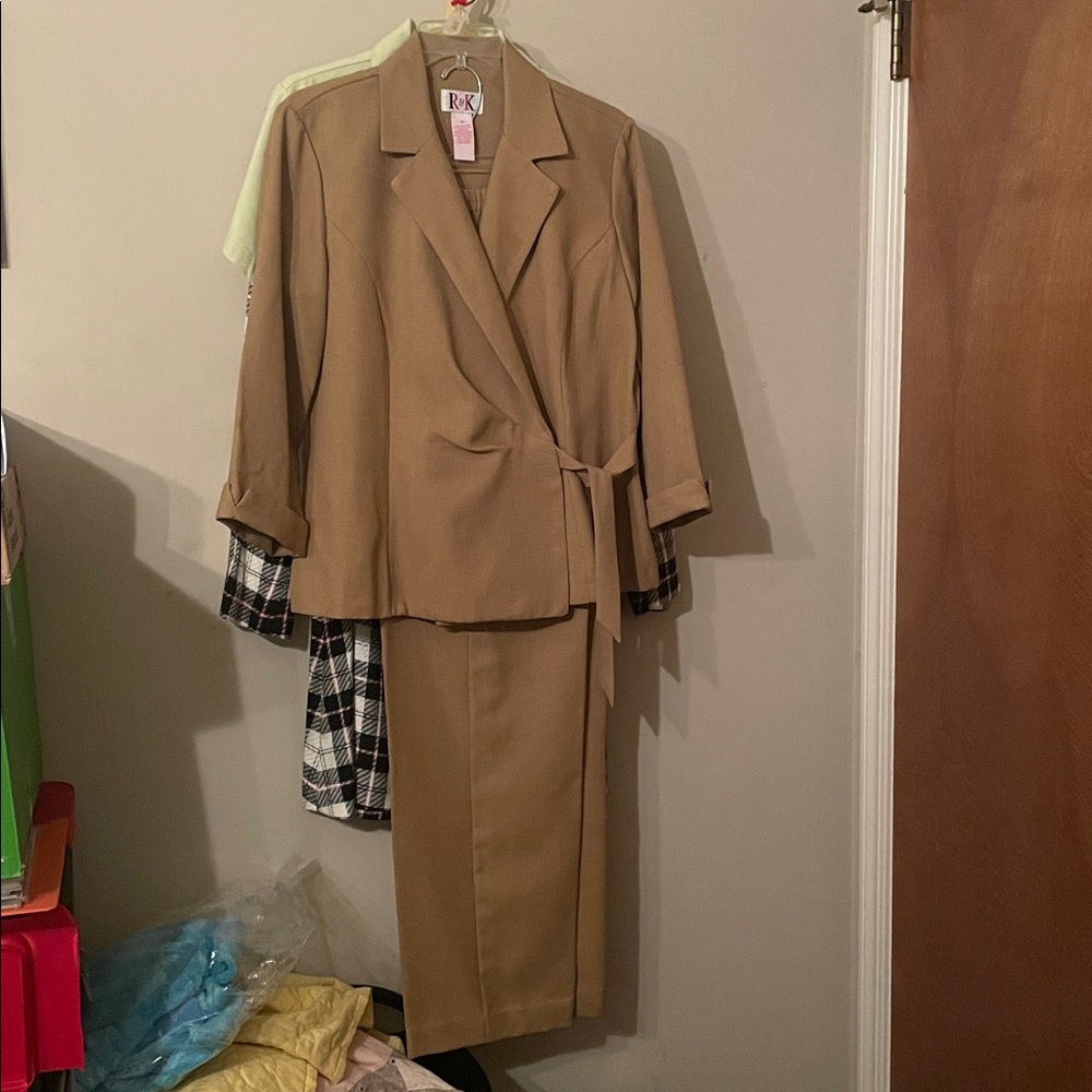 R&K Classic Tan Blazer and Skirt Set